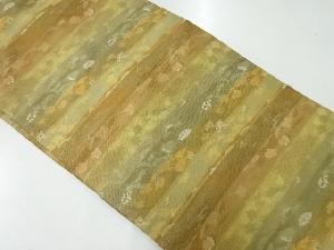 リサイクル　横段に草花模様織出し名古屋帯
